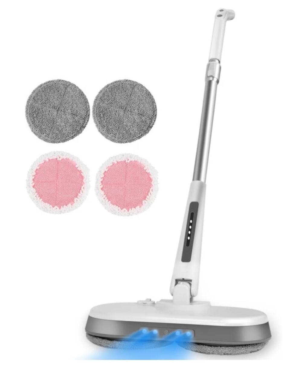 Cordless Electric Spin Mop LED Light Water Spray Rechargeable Floor Cleaner